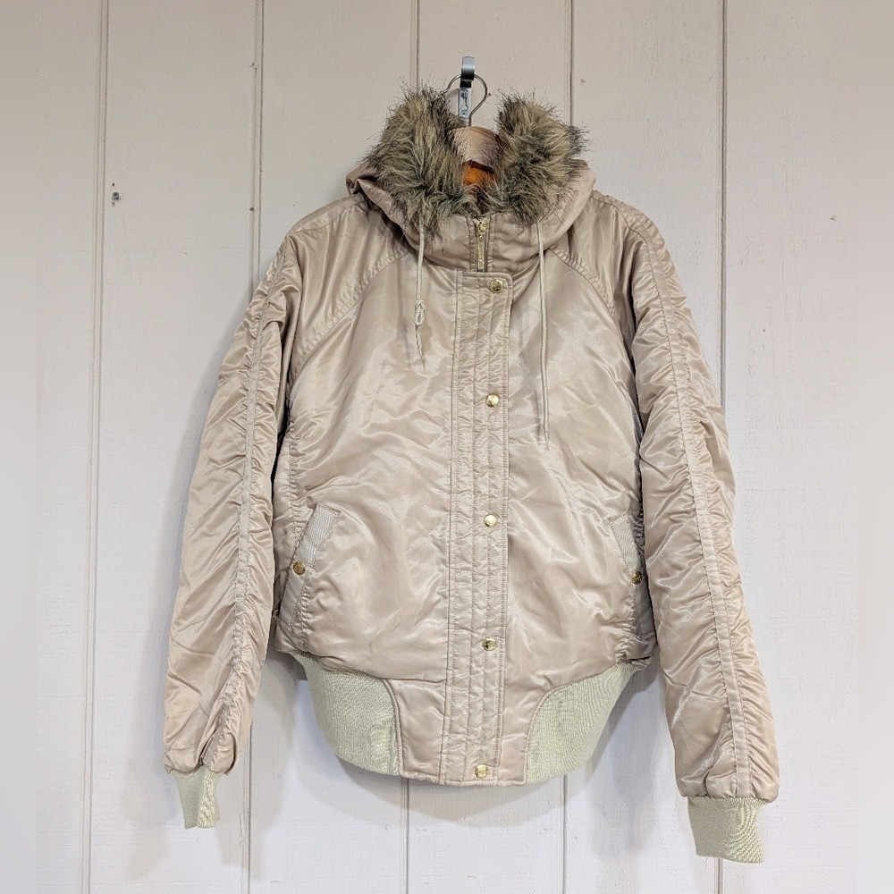 Vintage Y2K Southpole Satin Fur Collar Bomber Jacket